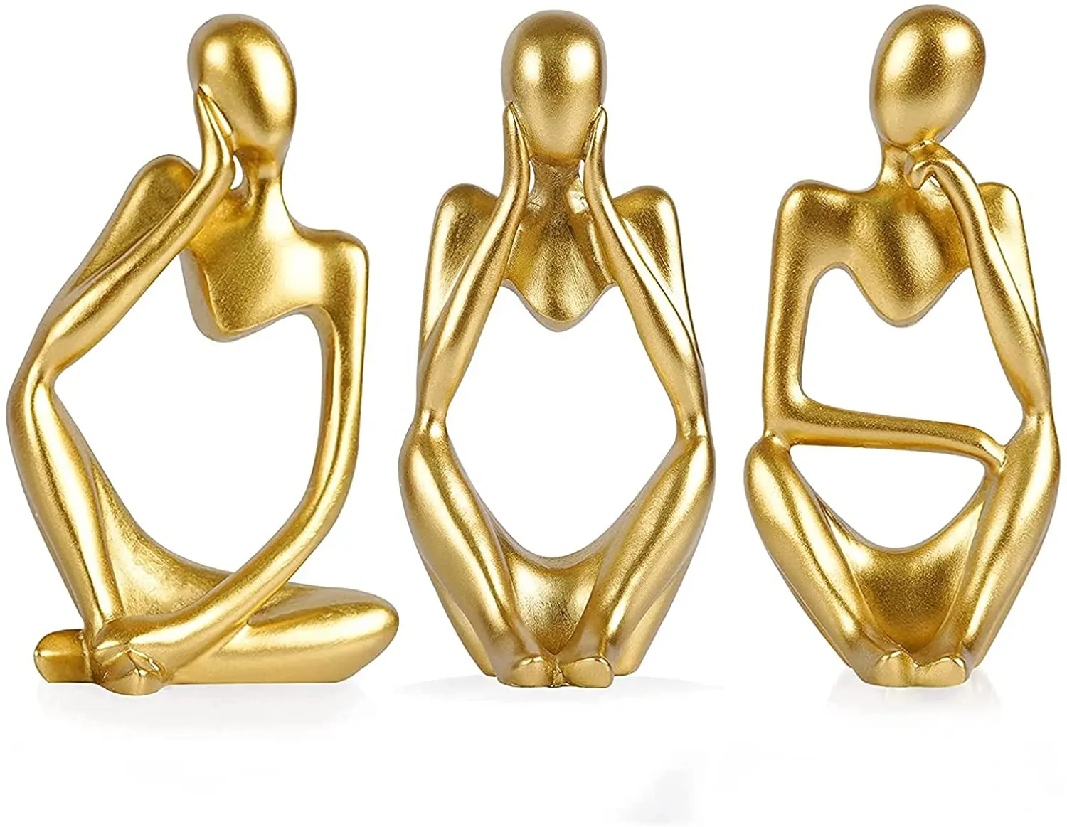 Harz Yoga Pose Figur für Wohn accessoires Gold Die Denker Statue Abstrakte Skulptur