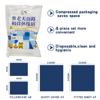 Ensemble de draps de lit jetables hygiéniques en 4 pièces, ensemble de literie portable non tissé