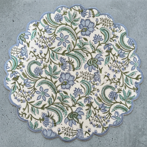 Manteles Individuales Redondos de Algodón 100% con Estampado Floral Indio Clásico Azul Cielo Ridhi 2026, Decoración de Mesa de Lujo, Reutilizables - Product Image 3
