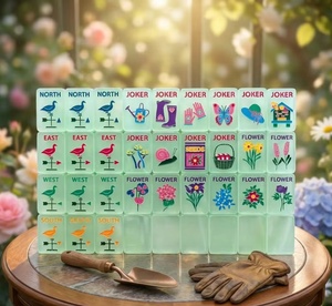 Mahjong moderne personnalisé avec des perles <span class=keywords><strong>de</strong></span> matcha et des tuiles en acrylique luxueuses, <span class=keywords><strong>table</strong></span> <span class=keywords><strong>de</strong></span> <span class=keywords><strong>poker</strong></span> portable par la marque Designer Garden Glow - Product Image 1