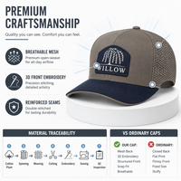 Casquettes de camionneur personnalisées brodées, dos en maille, structurées, gris marine, avec patch appliqué, couronne haute, pour usage urbain et extérieur, vente en gros
