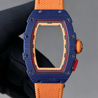 Montre ultra-fine pour femme 0704 en fibre de carbone bleue, design squelette, boîtier unique, automatique, mécanique, montre de style business décontracté