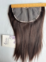 Topper capillaire 100% cheveux humains vierges Remy européens bruns lisses, avec base en dentelle complète en U, pour femmes blanches, avec clips