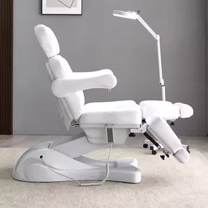 Lit de massage électrique beige à 3 moteurs pour extensions de cils, traitement de spa de luxe, salon de cosmétique, table de massage de beauté - Product Image 3