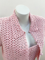 AIMEISI Vêtements pour femmes très vendus, robe élégante en crochet ajouré avec strass roses, ensembles deux pièces pour femmes