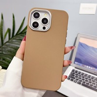 Nouvelle mode coque de téléphone texture cuir doux au toucher pour iphone 15 pro max 14 13 12 plus caméra en métal couverture arrière antichoc