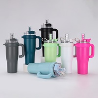 Poignée de gobelet en acier inoxydable Tasse de voyage isolée sous vide à double paroi Couvercle anti-transpiration Paille