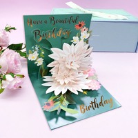 Carte de vœux personnalisable Popup Flower Birthday Thanksgiving estampage à chaud finition de surface pour la fête des mères papier d'impression offset