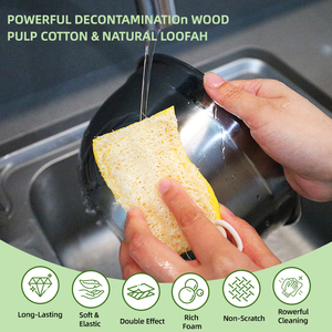 S Shaped Color Doubl Natural Loofah <b>Sponge</b> Pads Cellulose Wood Pulp Biodegradable Kitchen Cleaning Pop up <b>Sponges</b> - Product Image 6