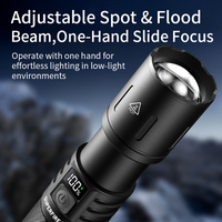 Lampe torche LED SUPERFIRE F1-R 1050LM EDC étanche, zoomable, portée 290M, 15W, 26650, aluminium, rechargeable par USB, mise au point réglable pour l'extérieur