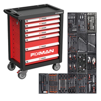 FIXMAN Juego de Almacenamiento de Alta Calidad con Caja Rodante de 7 Cajones F1CRP7B de 143 Piezas para Reparación de Automóviles con Carro
