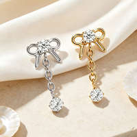Perhiasan Tindik Tubuh Titanium Zircon Center Bow Tie Stud 16G Helix Labret Berulir Internal Cincin Hidung Kupu-kupu untuk Wanita