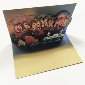 Custom Design 3D Pop Up Christmas Greeting Card with Paper Envelope