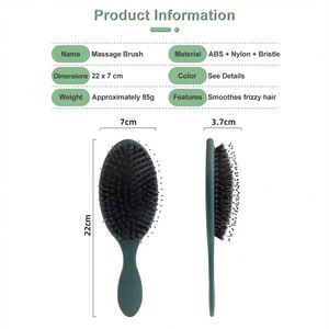 Brosse à cheveux professionnelle en nylon et poils de sanglier, démêlante, avec logo, pour salon de coiffure, outil de coiffure écologique, vente en gros d'usine - Product Image 4