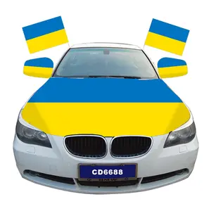 Custom Design Elastische Vlag Gebreide Polyester Auto Achteruitkijkspiegel Cover Auto Vlag Met Houder, Auto Kap Cover Set