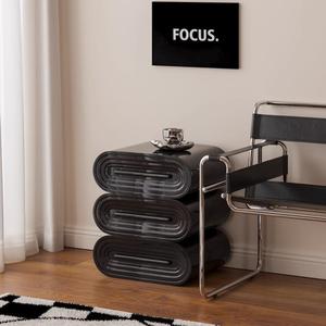 Three <b>Drawer</b> Chest Of <b>Drawers</b> Black Storage Bedroom <b>Side</b> Table Dresser Cabinet - Product Image 1