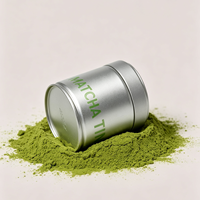 Boîte à matcha ronde en fer blanc de qualité alimentaire, avec logo personnalisé en relief, pour poudre de thé vert, réutilisable, coffret cadeau, directement de l'usine