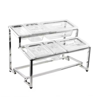 Hôtel commercial Restaurant Ustensiles de cuisine Acier inoxydable Gastronorm Alimentaire GN Pan Double Ligne Titulaire pour Ingrédients