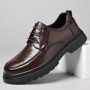 Chaussures habillées décontractées de luxe pour hommes, à lacets, respirantes, à bout carré, semelle épaisse et légères - Product Image 3