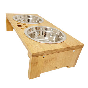 ペットボウル & フィーダー犬/猫ペットボウル環境にやさしいカスタムステンレス + 竹製スタンド - Product Image 4