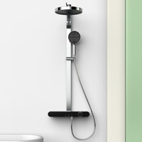 Ensemble de douche de robinets thermostatiques modernes en laiton gris pistolet avec noyau de valve en céramique, montage mural, pulvérisation douce pressurisée à une poignée