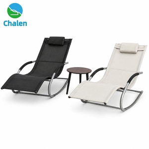 Silla Mecedora Curva para Patio, Chaise Longue con Estructura de Hierro KD, Silla de Descanso con Almohada para Playa, Jardín y <span class=keywords><strong>Piscina</strong></span> - Product Image 1