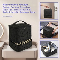 Sac de rangement pour vernis à ongles, trousse de maquillage, étui cosmétique 2 niveaux, grand porte-pinceaux de voyage, portable, professionnel, pour salon et artiste