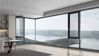 Giro inclinable de aluminio de estilo moderno y puertas de arco de ventanas de vidrio fijas con marco francés para hoteles y apartamentos en venta
