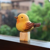 Ornement sculpté en bois, série d'oiseaux en bois massif simulé, oiseaux sculptés à la main, artisanat en bois, décoration de bureau mignonne
