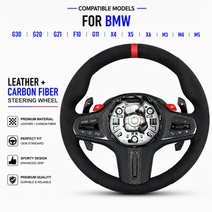 Volante Sportivo in Pelle e Fibra di Carbonio per <span class=keywords><strong>BMW</strong></span> G30 G20 G21 F10 <span class=keywords><strong>G11</strong></span> X3 X4 X5 X6 M3 M4 M5, Sostituzione OEM - Product Image 1