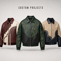 Veste en cuir brodée sur mesure pour hommes, style streetwear, blouson bomber, marque privée, conception OEM, fournisseur de vestes en cuir véritable