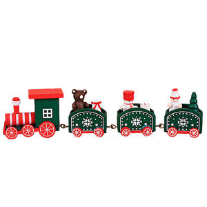 Figurines de Noël miniatures en gros, train en bois décoratif pour plateaux, table et décoration intérieure - Product Image 1