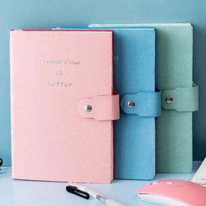 Carnet A5 personnalisable en cuir PU, couverture rigide, format portable, pour étudiants, cahier d'apprentissage, fermeture magnétique macaron, 100 feuilles - Product Image 1