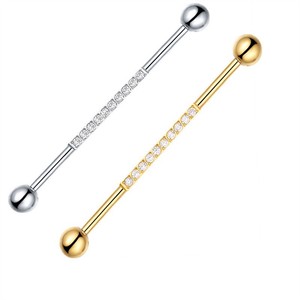 Clous d'oreilles en acier inoxydable avec zircon, 1,6*38*55MM, sertissage en canal, pour piercing de cartilage - Product Image 5