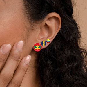 Pendientes de botón con diseño de bandera de 233 países para mujer, con cabujón de cristal y cúpula, para niñas y damas. - Product Image 6