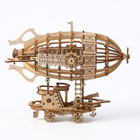 Rompecabezas 3D de Madera al por Mayor, Dirigible Steampunk, Modelo de Buque Aéreo de Fantasía para Ensamblar