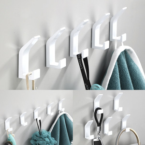 Crochets muraux simples en aluminium noir et blanc, petits crochets pour serviettes de salle de bain, sans perçage, pour vêtements - Product Image 5