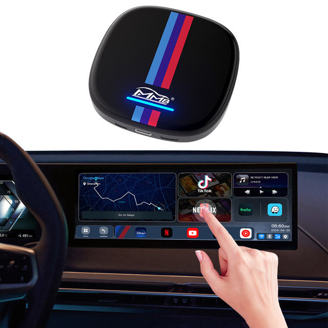Android AI BOX Wireless CarPlay Android Auto Adapter with 8+128GB Screen 5V USB Charging SIM Slot Support Android 13