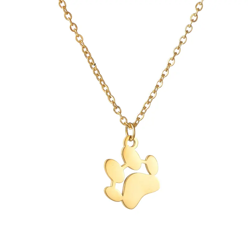 Collier personnalisé avec petite empreinte de patte Bijoux tendance en acier inoxydable pour amoureux des chiens avec nom gravé au laser Cadeau personnalisé