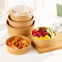 Bols à soupe et contenants à nouilles jetables en papier kraft à paroi simple, biodégradables et compostables, respectueux de l'environnement
