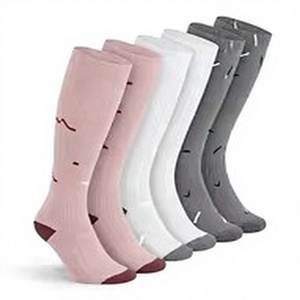 Chaussettes de compression montantes pour femmes, lot de 2, motif imprimé, chaussettes longues athlétiques pour la course et le cyclisme, prix de gros - Product Image 1