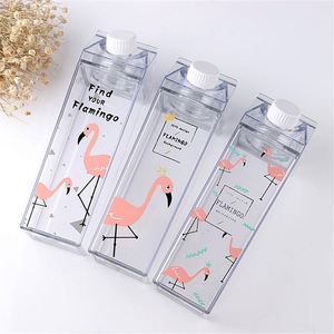 500Ml 1000Ml Cute Custom Colored Milk Bottle Plastic <b>Clear</b> Transparent Colored Cartoon Acrylic Plain Juice Milk <b>Box</b> Shaped Water - Product Image 1