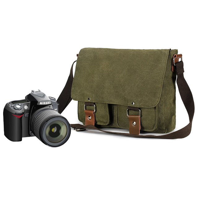 Custom Retro Waterproof Satchel Mirrorless Camera Bag Shoulder Crossbody Notebook Vintage Bag Canvas Messenger Bag for Men