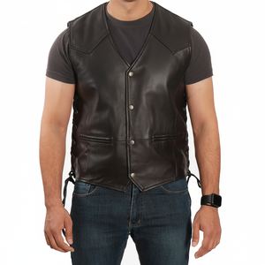 Chaleco de Cuero Personalizado, Nuevo y Elegante, de Alta Calidad, con Calefacción y Resistente al Viento, Chaleco de Cuero Genuino para Hombre - Product Image 1