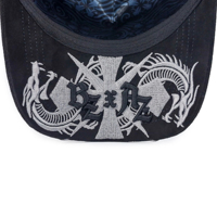 Casquette Baez avec broderie 3D de dragon, 5 panneaux, doublure en satin luxueuse et colorée, strass et épingles métalliques, casquette de baseball tendance