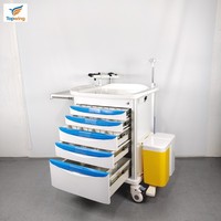 Chariot médical d'urgence professionnel moderne pour soins intensifs, chariot de secours, chariot à médicaments pour hôpital, 5 tiroirs, léger et durable