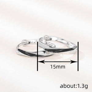 Orecchini a Cerchio Minimalisti in Argento 925 Placcati in Rodio Design Geometrico Unisex per Uso Quotidiano Colore Oro Bianco - Product Image 5