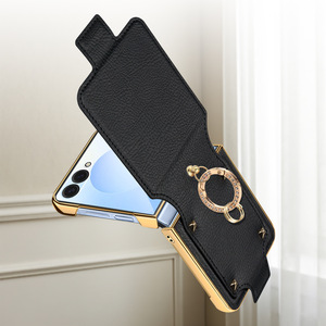 Funda Protectora de Pantalla de Cuero PU de Lujo con Anillo de Dedo de Diamantes, Funda Plegable Electrochapada para <span class=keywords><strong>Samsung</strong></span> Galaxy <span class=keywords><strong>Z</strong></span> Flip 7 - Product Image 5