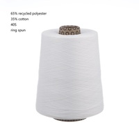 65% Recycled Polyester 35% Cotton 21/26/32/40S Ring Spun High-quality Super Soft Raw White TC 65/35 Blended Yarn