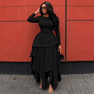 <span class=keywords><strong>Abito</strong></span> lungo da donna <span class=keywords><strong>elegante</strong></span> con orlo a balze, girocollo, maniche lunghe, vestibilità <span class=keywords><strong>slim</strong></span>, orlo asimmetrico, casual, per chiesa, serate e feste - Collezione 2027 - Product Image 2